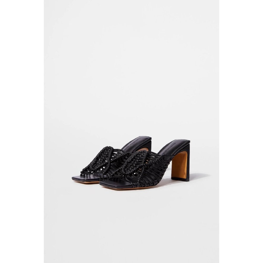 Jonathan Simkhai Audra Macrame Heeled Sandal in Black Size EU 36 | US 6 - Picture 7 of 12